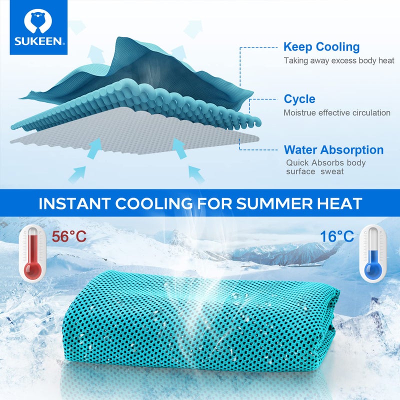 Sukeen 4 Pack Cooling Towels (40"x12"),Ice Towel,Soft Breathable Chilly Towel,Microfiber Towel for Yoga,Sport,Running,Gym,Workout,Camping,Fitness,Workout & More Activities - Image 5